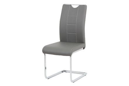 Autronic Moderná jedálenská stolička Jídelní židle šedá koženka / chrom (DCL-411 GREY)